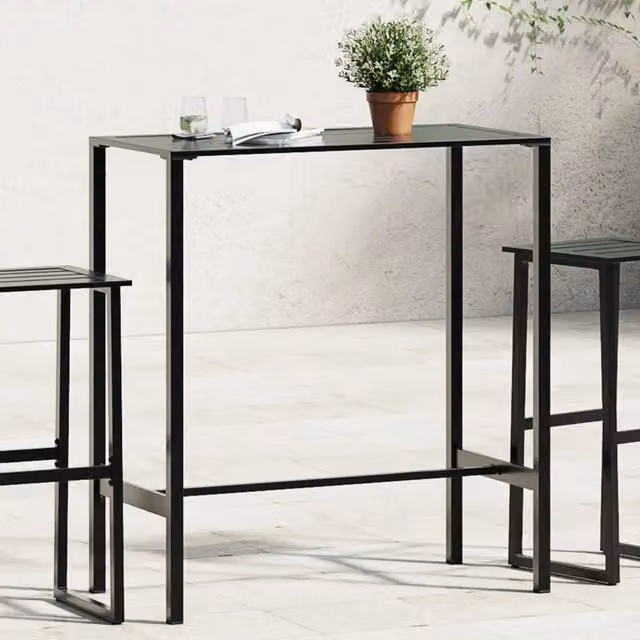 Tavolo da bar moderno vidaXL in acciaio verniciato a polvere nero L: 100 cm, P: 50 cm, H: 110 cm