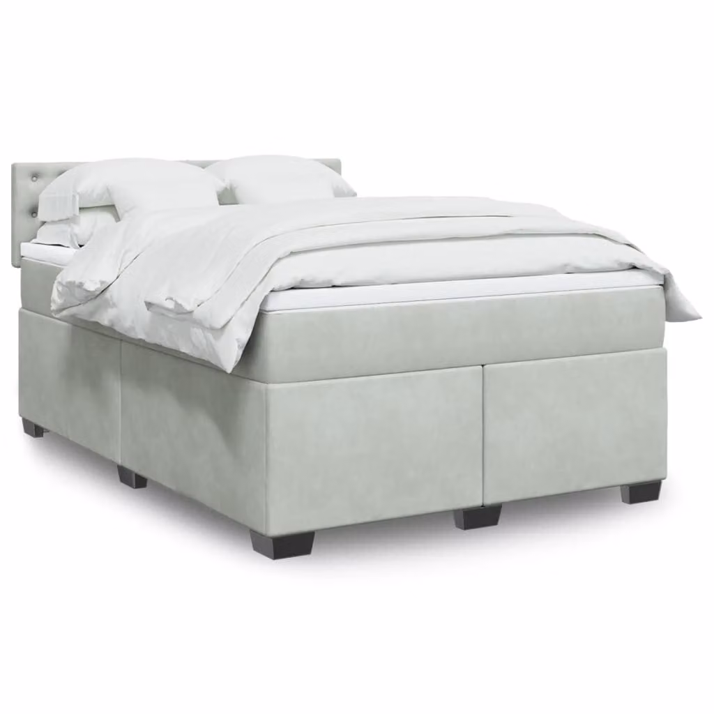 vidaXL Giroletto a Molle con Materasso in Velluto Grigio Chiaro L: 140 cm, P: 200 cm
