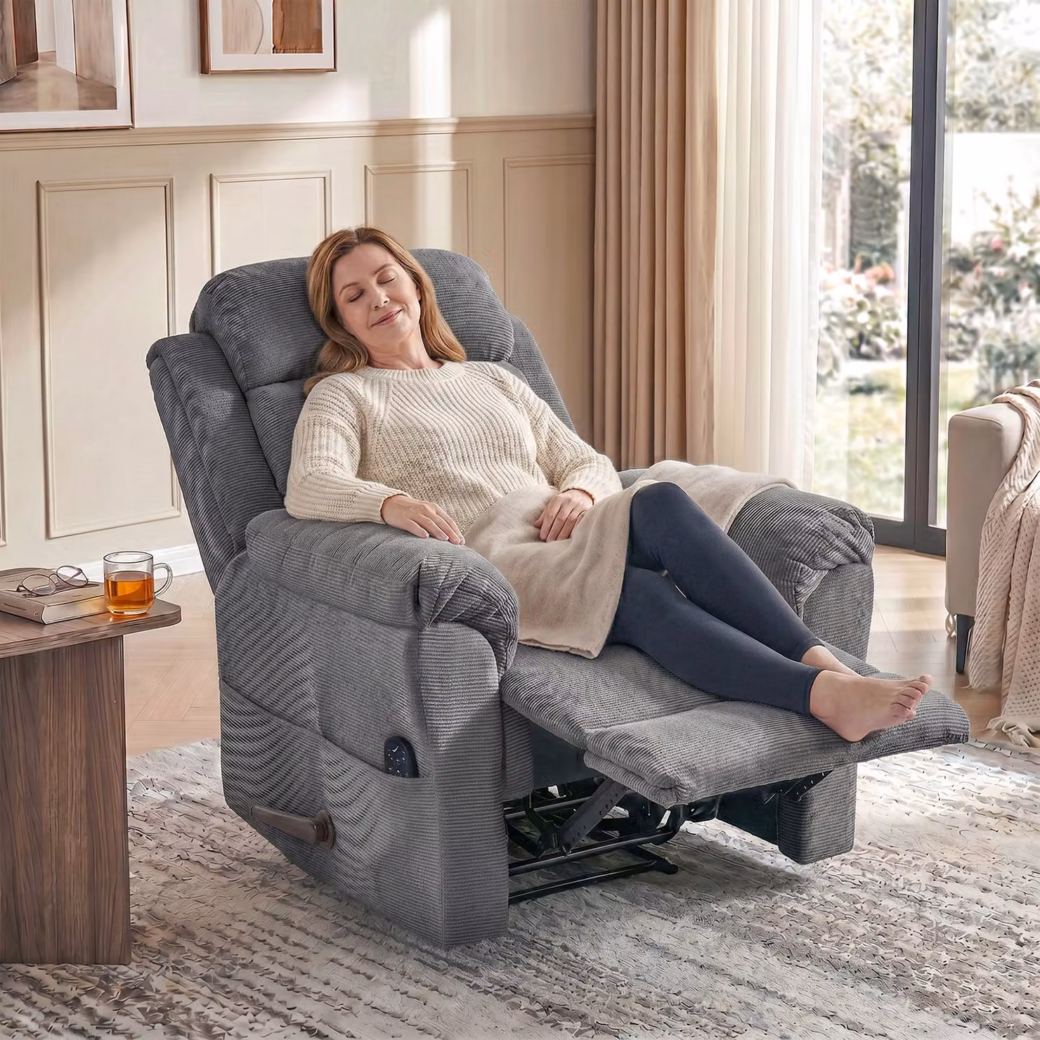 Poltrona relax massaggiante HOMCOM con riscaldamento e poggiatesta regolabile, grigio – 2