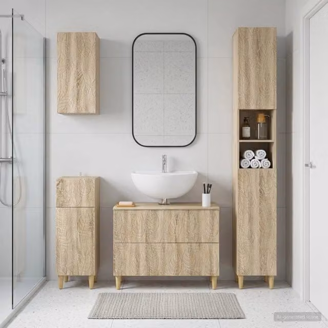 Set di Mobili da Bagno da 4 Pezzi DELFT Rovere Sonoma 3417947