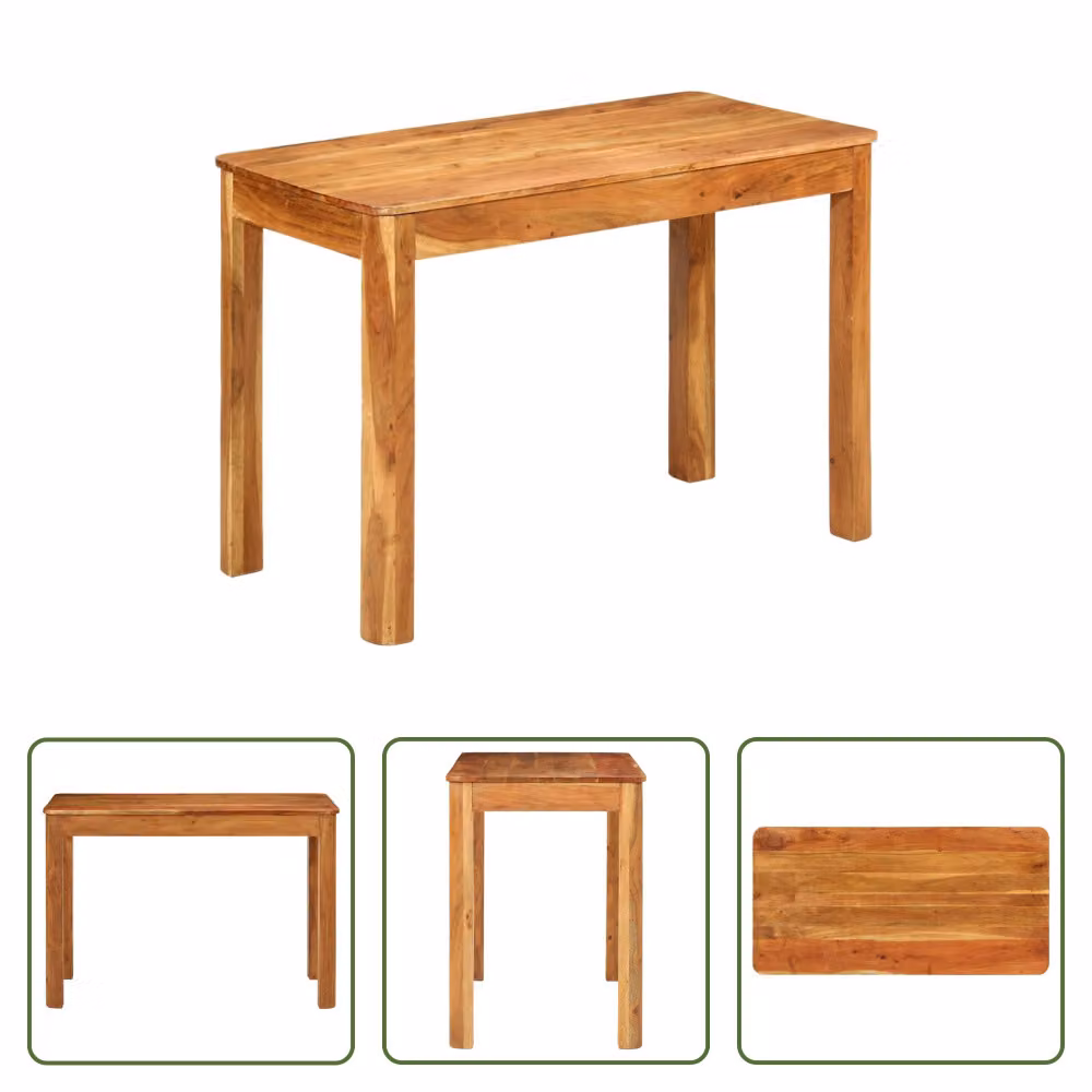 The Living Store Tavolo da pranzo 110x55x76 cm in legno massiccio di acacia