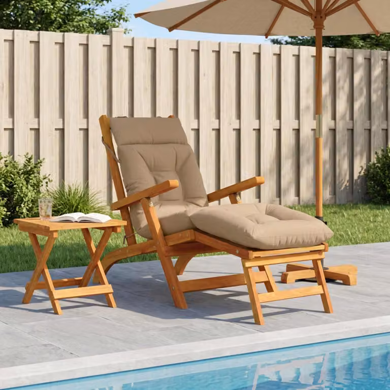 Cuscino per lettino vidaXL VIANEN in poliestere color sabbia con rivestimento lavabile e resistente ai raggi UV