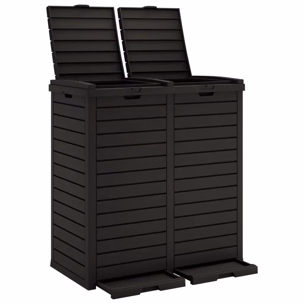 Cestino per rifiuti da esterno con pedale vidaXL nero in plastica L: 78 cm, P: 41 cm, H: 86 cm – 2