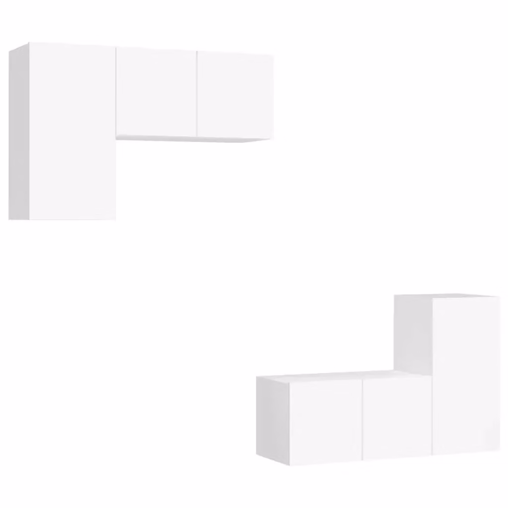 Set di 4 mobili porta TV Design In in legno multistrato bianco opaco per soggiorno in stile minimalista – 2
