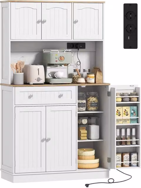 Mobile cucina alto Xylo bianco con 6 ante, piano lavoro e portaspezie L: 100 cm, P: 40 cm, H: 173 cm
