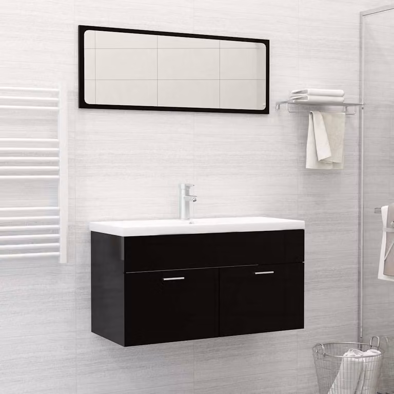 vidaXL Lavabo da Incasso Rettangolare in Ceramica Bianco con Troppo pieno L: 91 cm, P: 39 cm, H: 18 cm