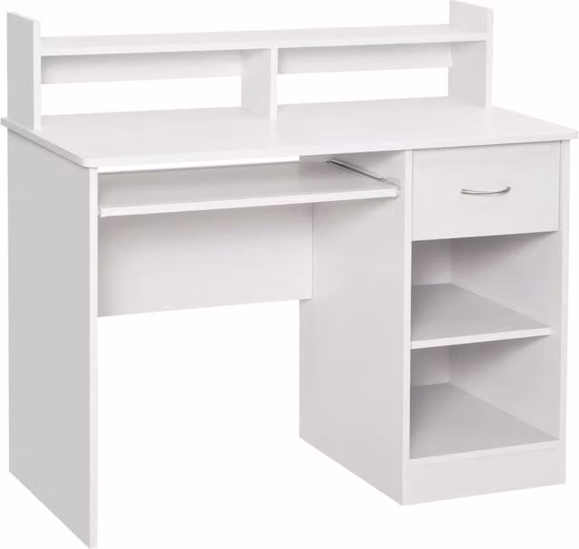 Scrivania moderna Hmc per computer in legno bianco opaco L/P/H: 104 x 48 x 95,5 cm – 1