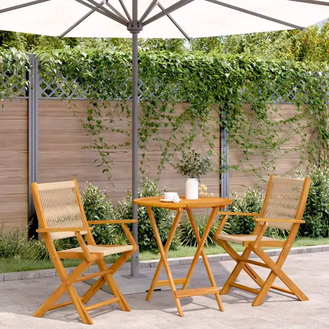 Set da Bistrot 3pz Beige in Polipropilene e Legno Massello 3281855