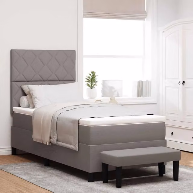 Letto ibrido con molle a tasche e struttura imbottita vidaXL, L/P: 90 x 190 cm, Beige o Grigio – 1
