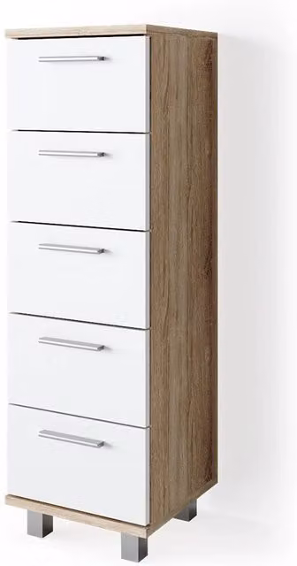Cassettiera da bagno Ilias Vicco in finitura Sonoma beige e bianco opaco L: 30 cm, H: 95 cm – 1