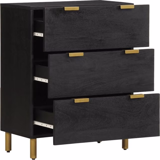 Credenza moderna nera vidaXL in legno di mango e metallo, sospesa, L: 60 cm, P: 33 cm, H: 75 cm – 1