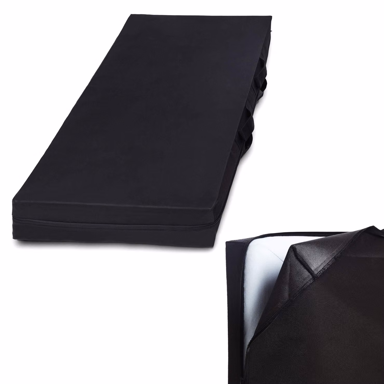 Borsa per il trasporto e la conservazione di materassi, dimensioni 160x200x25 cm, colore nero, con cerniera