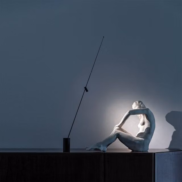 Davide Groppi FM Lampada da tavolo o terra LED nera regolabile e dimmerabile