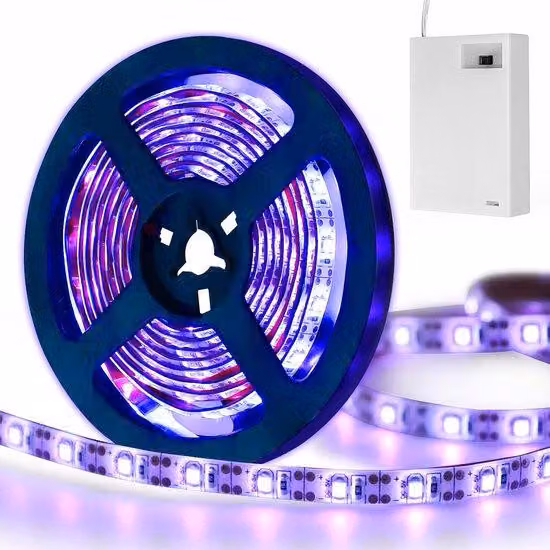 Striscia LED nera impermeabile alimentata a batteria per un utilizzo versatile