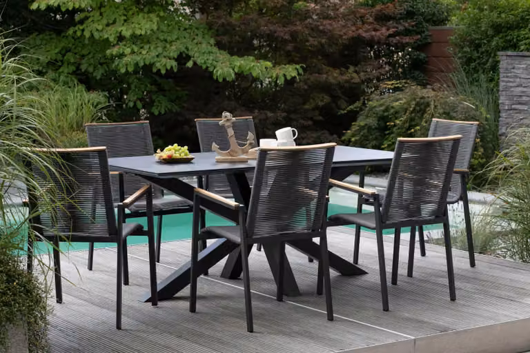 Set di mobili da giardino sedia da pranzo Alicante con tavolo Malaga 200x90cm