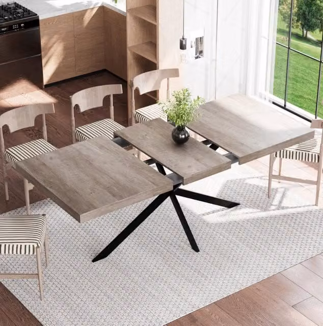 Tavolo da pranzo allungabile 140-180 cm grigio con vano