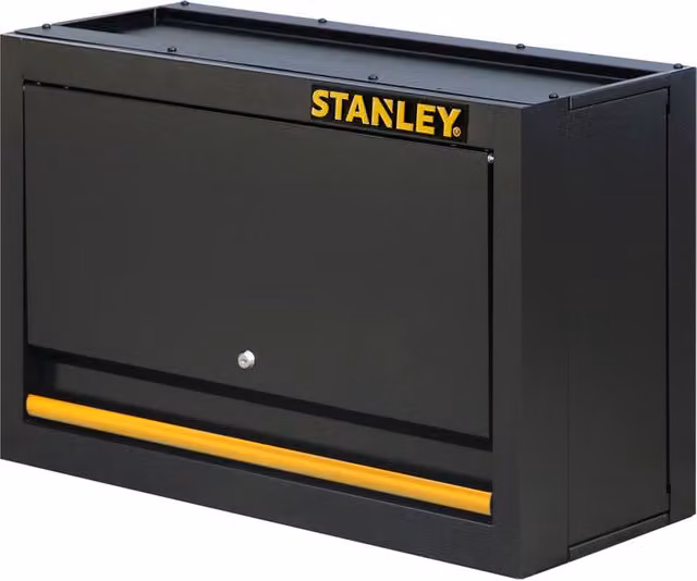 Armadietto da officina pensile Stanley in acciaio nero con 2 ripiani e serratura, L: 77.5 cm, P: 28 cm, H: 50 cm