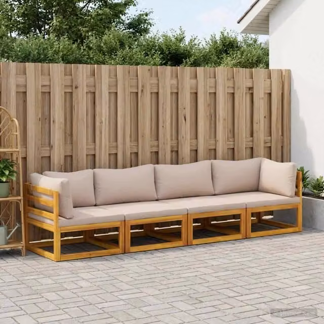 Set di divani 4 pz Naturale Legno di Acacia Massello 3417222