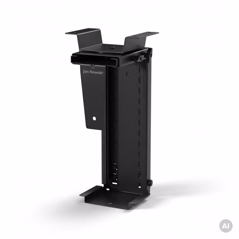 Supporto regolabile per computer da fissare sotto la scrivania, in metallo, colore nero: PC HOLDER