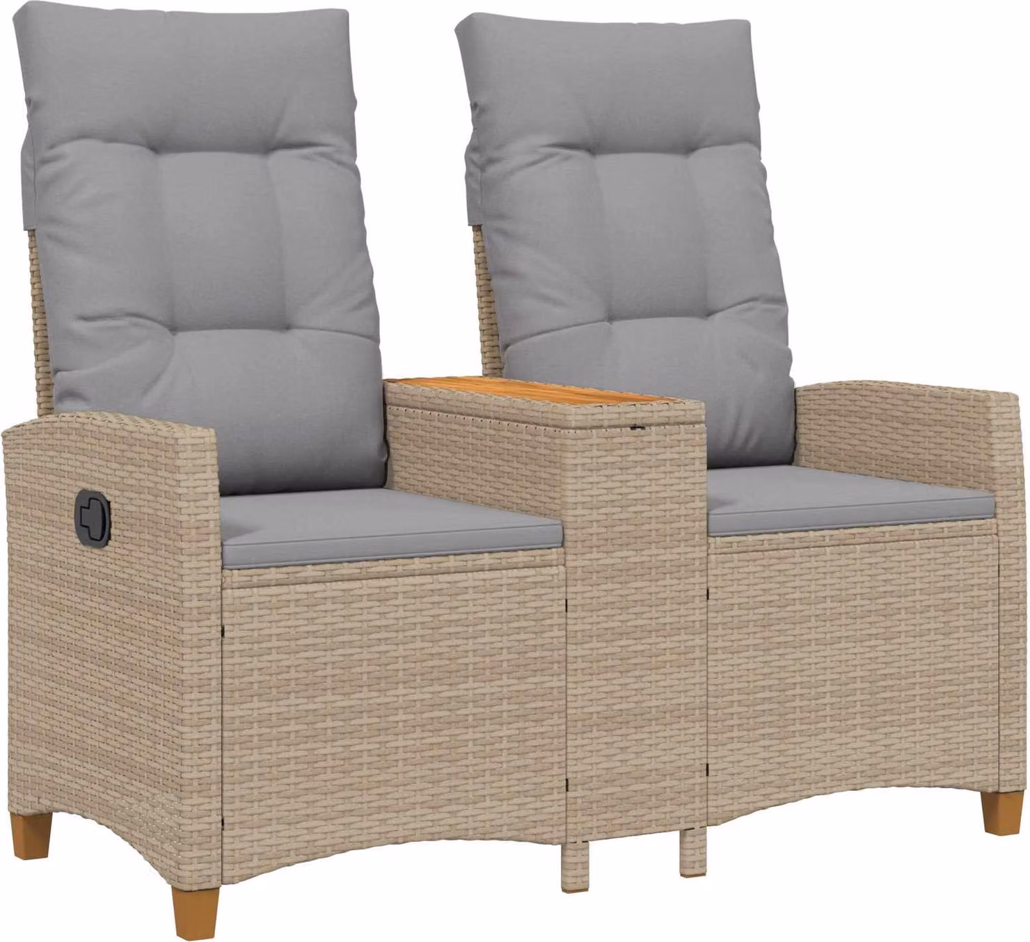 Panchina reclinabile con tavolo Beige e Grigio Chiaro