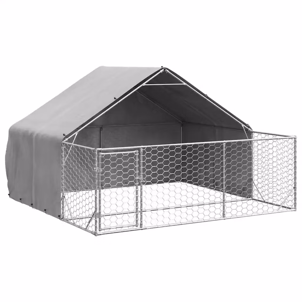Cuccia per cani da esterno con recinto vidaXL in metallo grigio L/P/H: 300 x 300 x 190 cm – 2