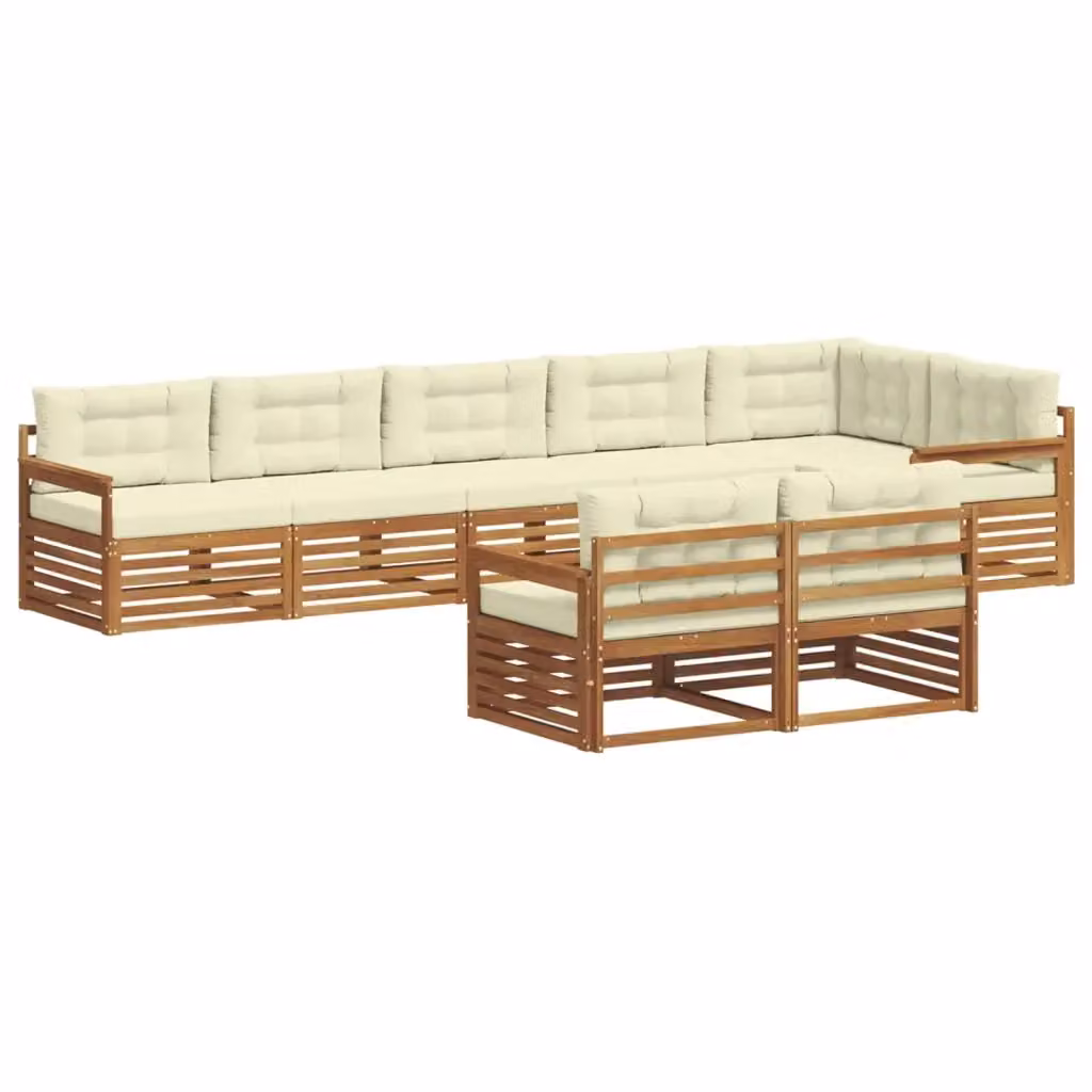 Set di divani da esterno a L con 8 pezzi vidaXL in legno di acacia color marrone e beige con cuscini inclusi – 2