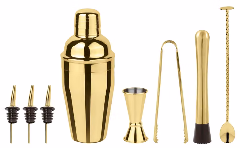 Set Mixology per barman Cobbler oro Paderno, 6 pezzi