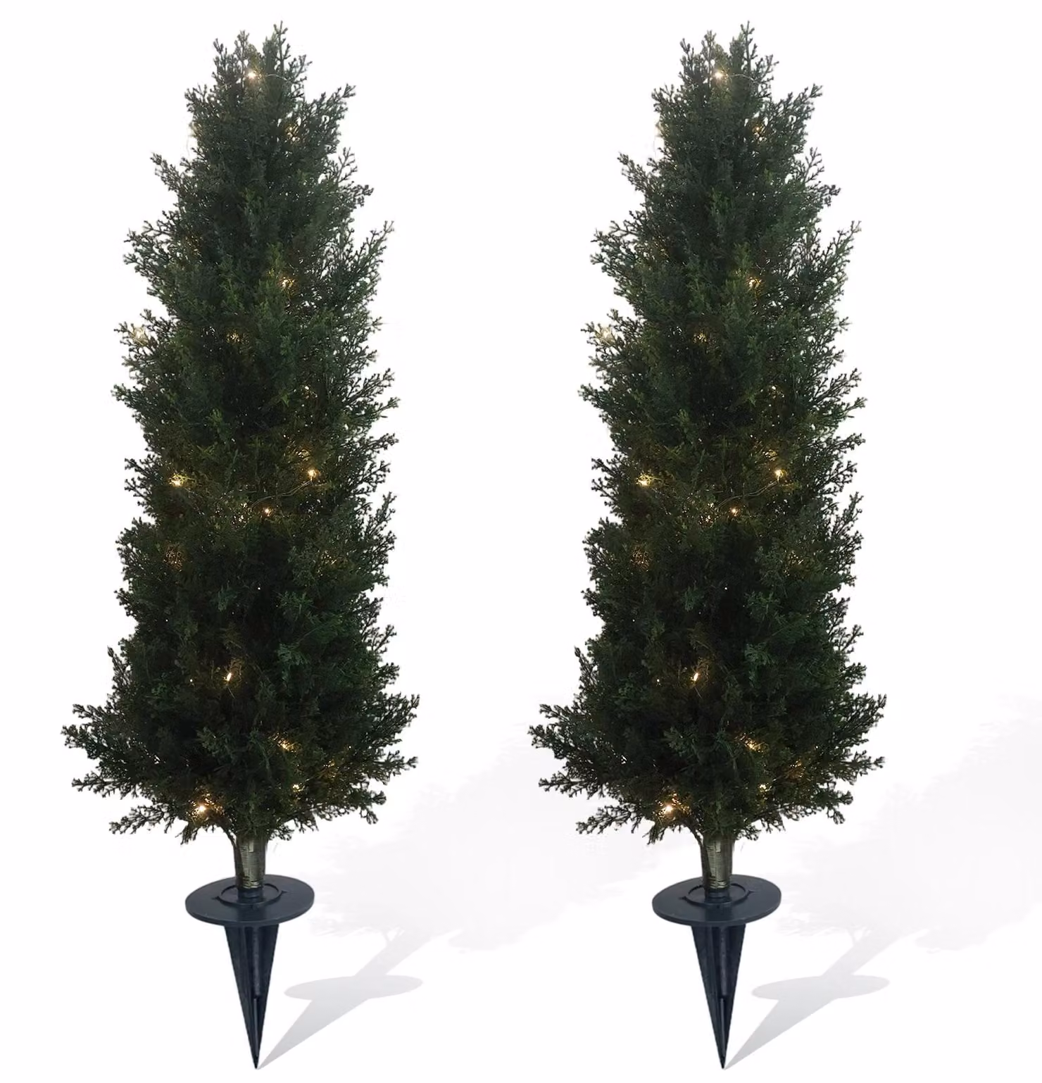 Cipressi artificiali, design realistico, illuminazione LED integrata, altezza 90 cm