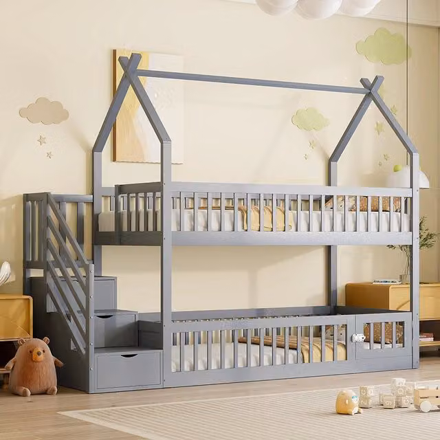Letto a castello - Xylo - 90x200 cm legno con cassetti