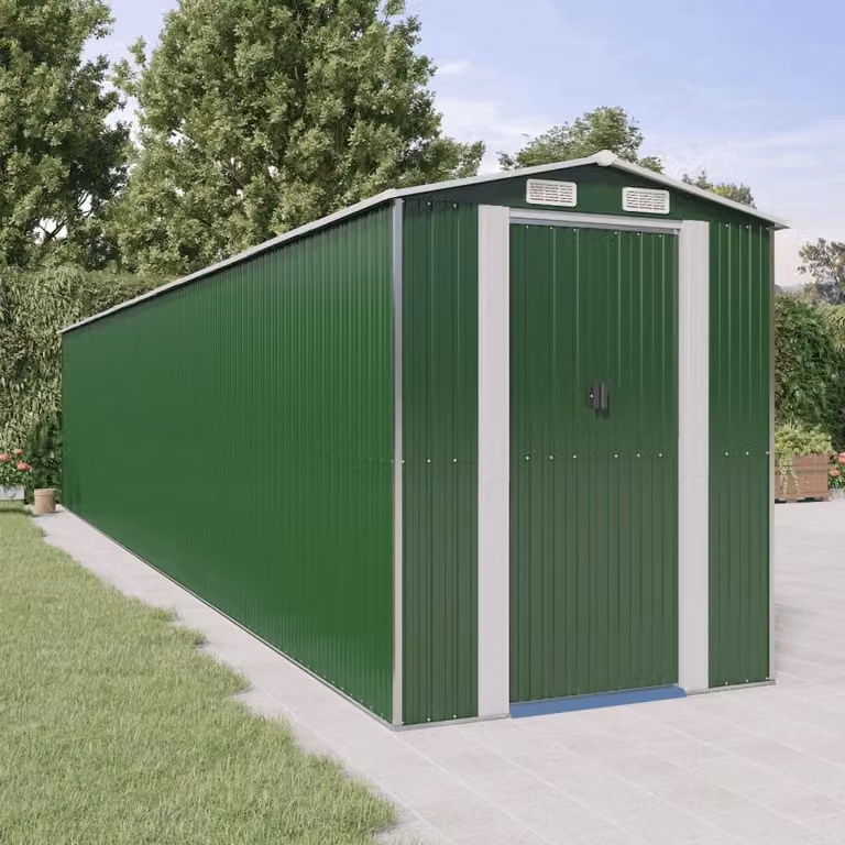 Capanno da Giardino vidaXL in Acciaio Zincato Verde L: 192 cm, P: 1021 cm, H: 223 cm