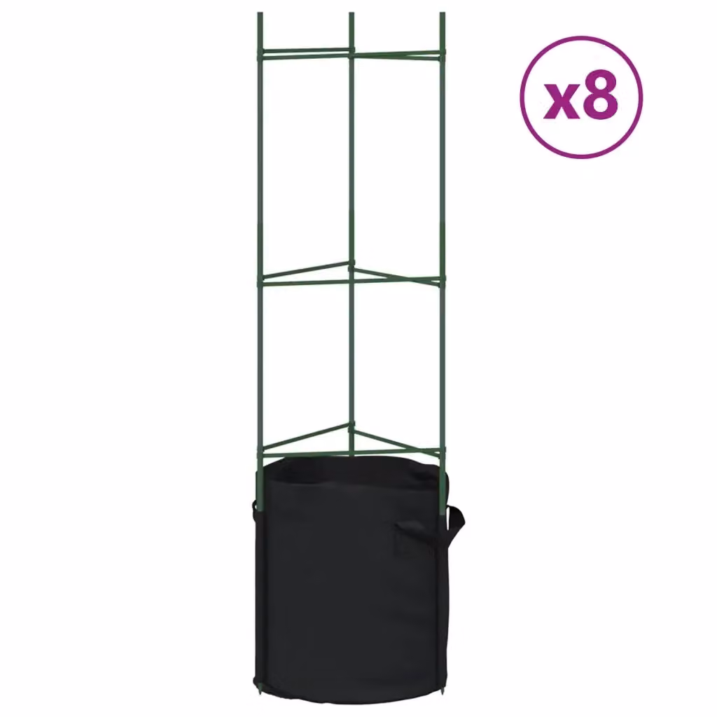 Set di 8 sostegni per piante vidaXL in acciaio e plastica, colore nero e verde, Altezza: 116 cm – 2
