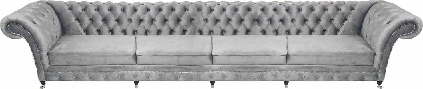 Viersitzer Sofa Couch Designer Grau Polstermöbel Luxus Wohnzimmer Chesterfield