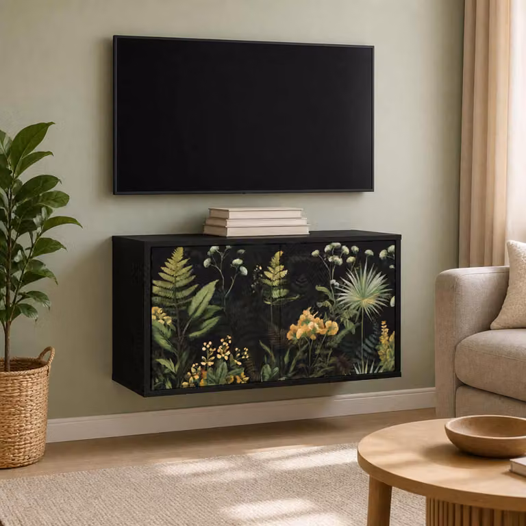 Mobile TV da parete vidaXL RHENEN in Rovere e Nero, L 69 cm x P 33 cm x H 40 cm