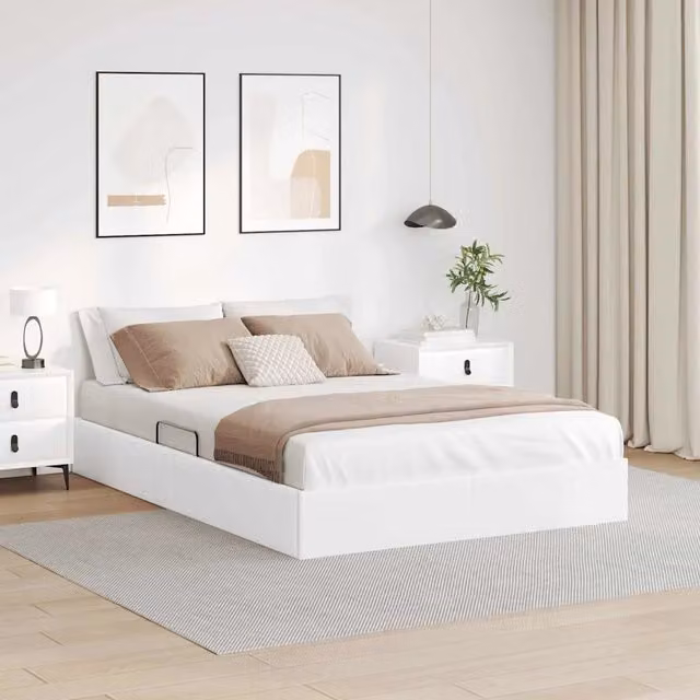 Letto con Contenitore Moderno vidaXL in Similpelle Bianco, L: 153 cm, P: 206 cm, H: 78 cm