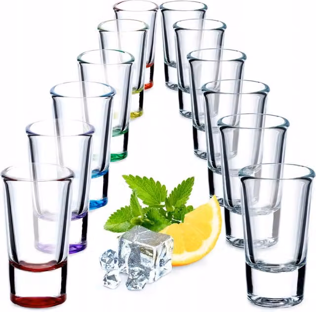 Set di bicchieri da vodka KADAX da 28 ml, colorati e trasparenti, 6 pezzi.