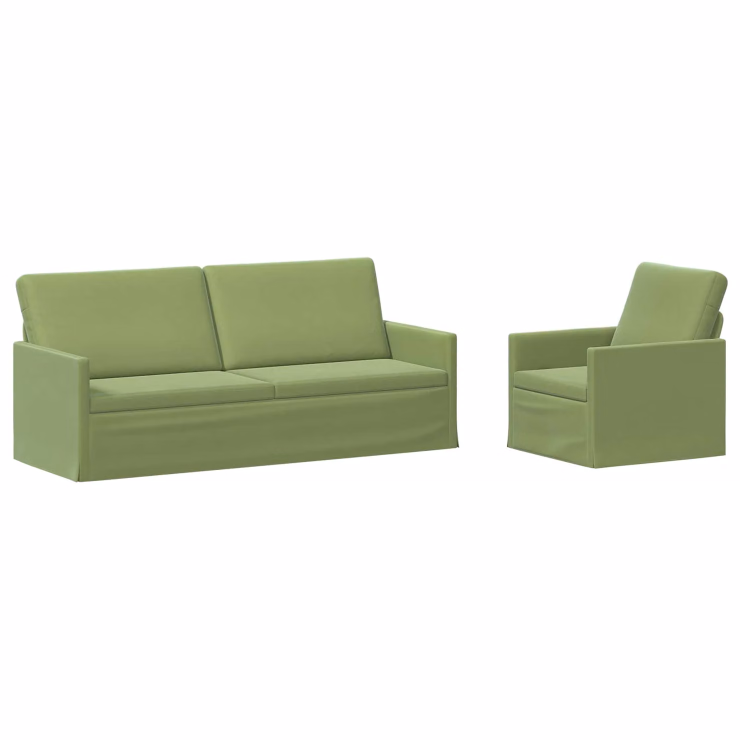 Set di 2 divani moderni vidaXL in velluto verde chiaro con struttura in metallo per il tuo soggiorno