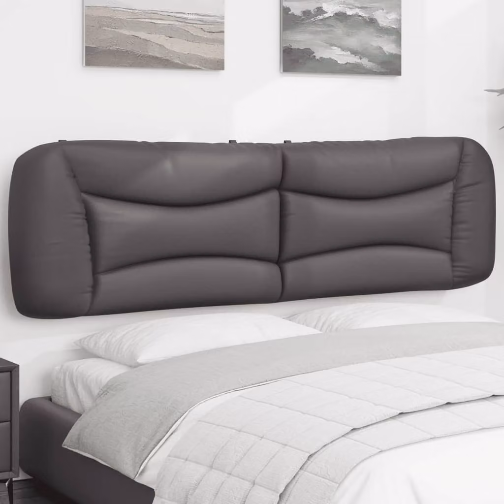 Testiera per letto imbottita vidaXL Hvar Grigio in similpelle con montaggio a parete L: 190 cm, H: 48 cm, P: 15 cm