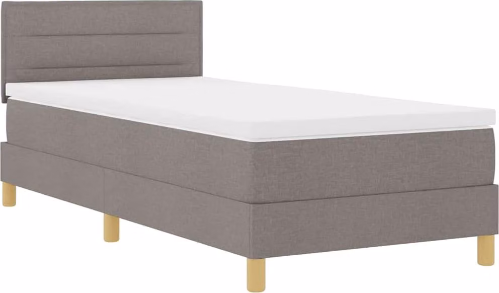 Letto boxspring con strisce luminose a LED vidaXL, color taupe, 100 x 200 cm, rivestimento in tessuto
