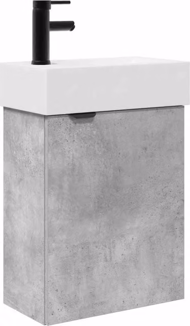 Mobile Bagno | Armadio da bagno con rubinetto Grigio Cemento 45,5 x 22,5 x 84 cm