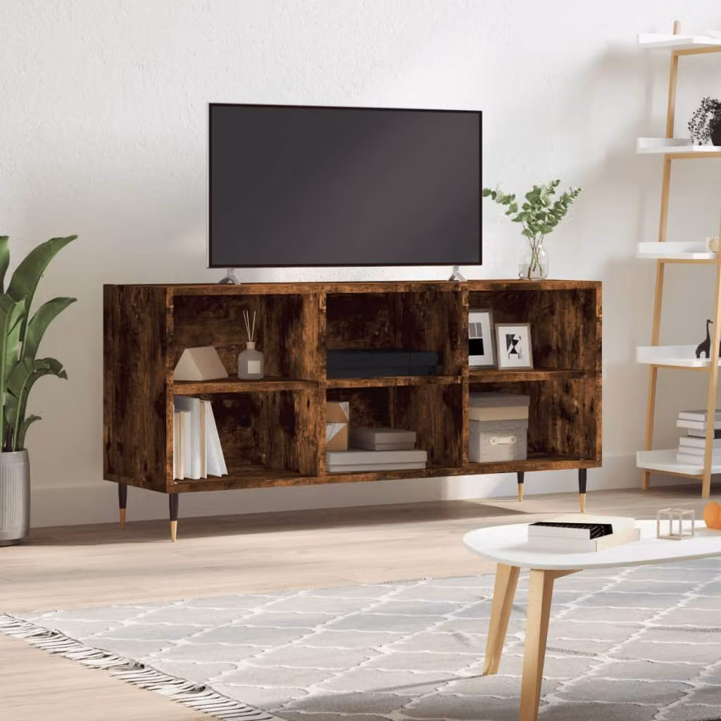 vidaXL Mobile Porta TV Moderno in Legno e Metallo, Colore Marrone, L 103,5 x P 30 x H 50 cm