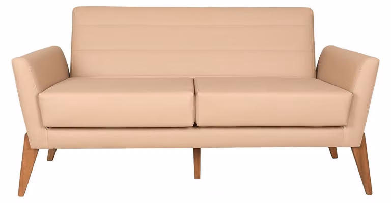 Beige Wohnzimmer Ledercouch Designer Kunstleder 3-Sitzer Sofa