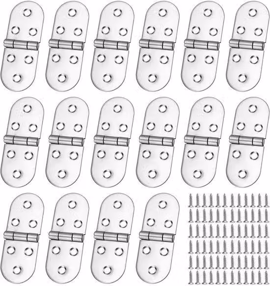Viti a battente da 180° - 16 pezzi - Zincate - Piastra di riparazione per viti - Porte a battente - Superfici a battente - Design di montaggio stabile a 6 punti