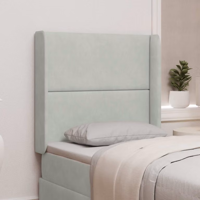 vidaXL Testata del letto imbottita in velluto grigio chiaro L 80 x P 16 x H 4 cm