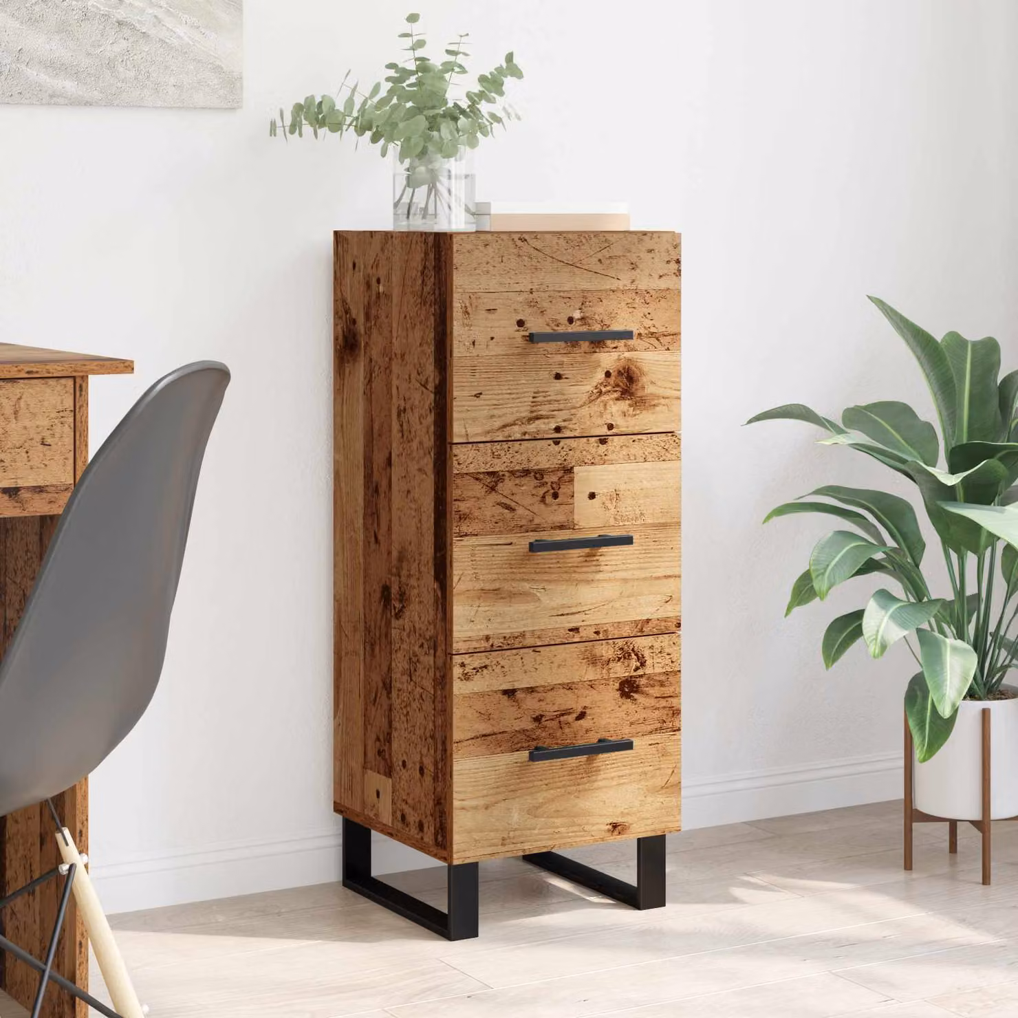 Credenza con cassetto vidaXL in legno effetto rustico marrone L/P/H: 34,5 x 34 x 90 cm