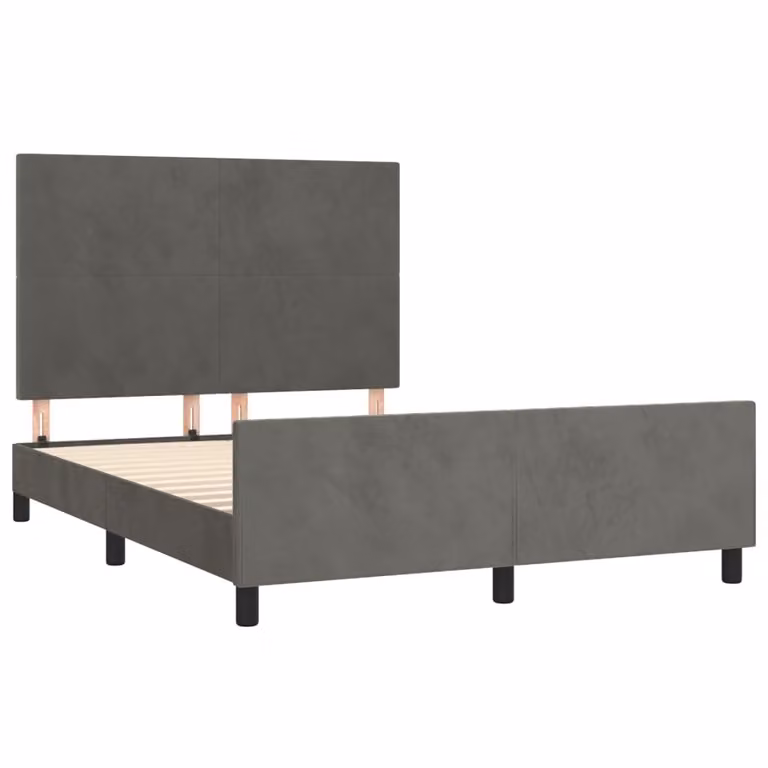 Giroletto senza Materasso Grigio Scuro 140x200 cm Velluto