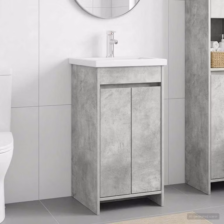 Mobile da bagno con lavabo vidaXL moderno in MDF Grigio Cemento L: 42 cm, P: 40 cm, H: 84,5 cm