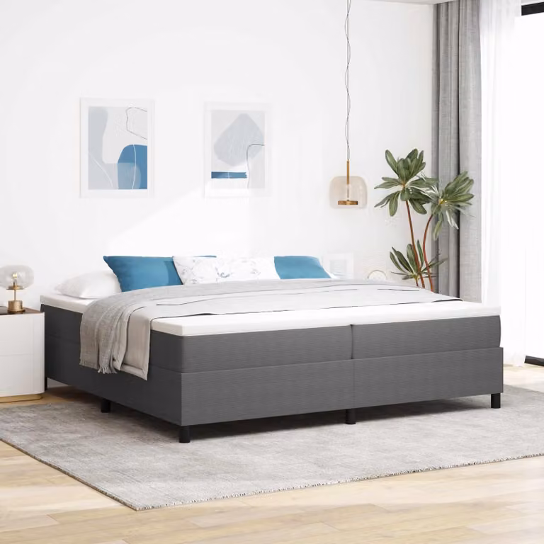 Struttura letto piattaforma moderna vidaXL in legno e tessuto Grigio, L 200 x P 200 cm