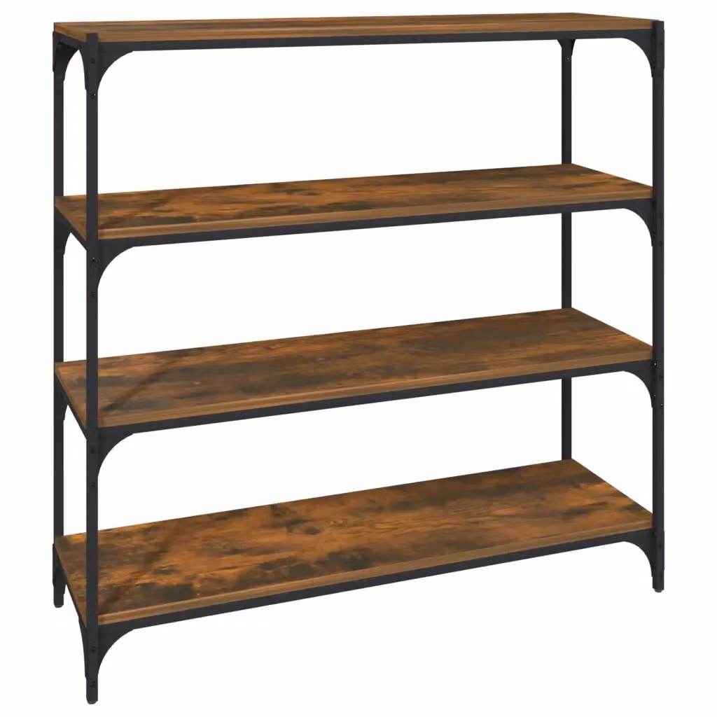 Libreria industrial vidaXL in legno multistrato e acciaio, colore rovere fumo, L 100 cm x P 33 cm x H 100 cm – 2