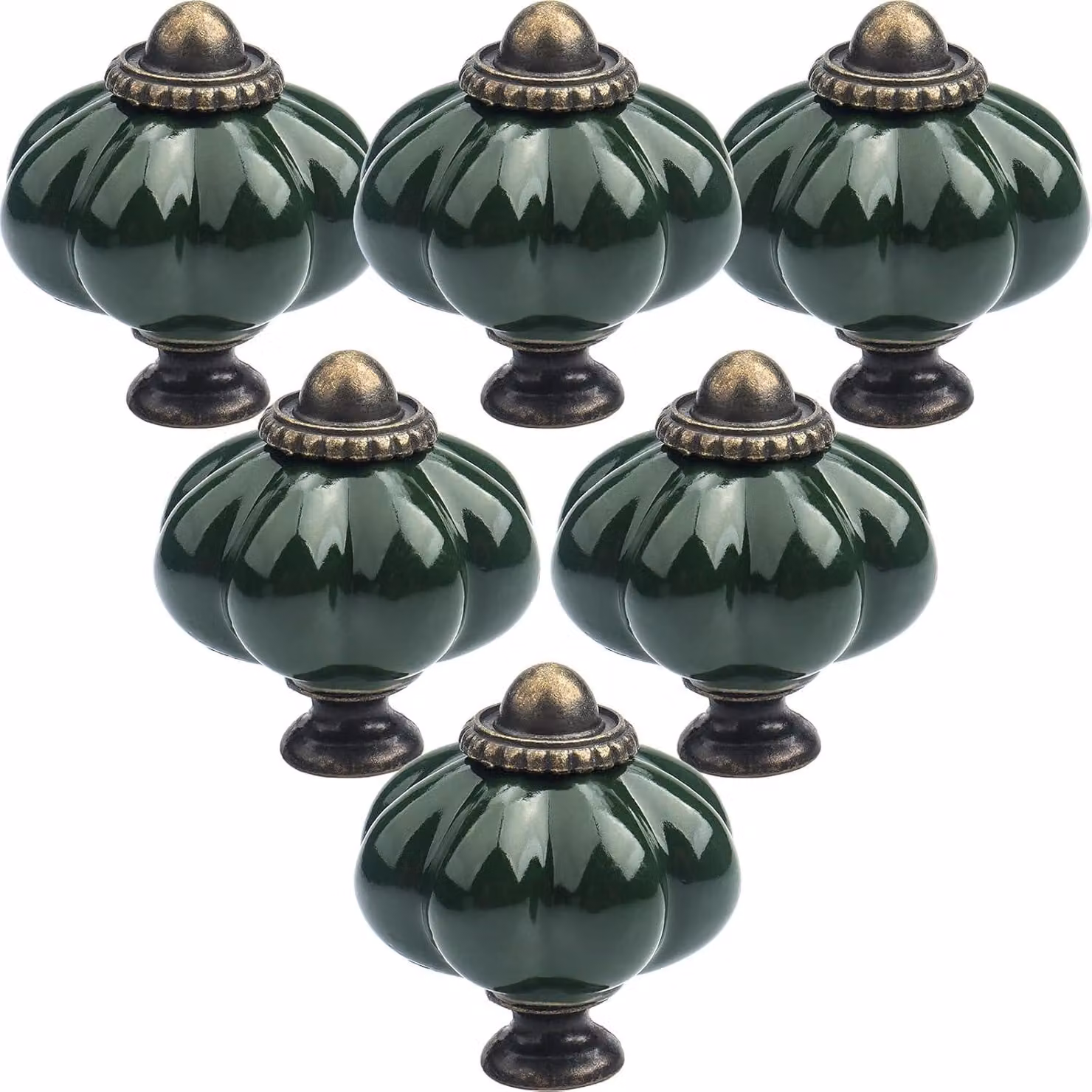 Maniglie per porte in Vetroceramica a forma di zucca, confezione da 12 pezzi, disponibili in tonalità verde chiaro e verde scuro, ideali per mobili da cucina