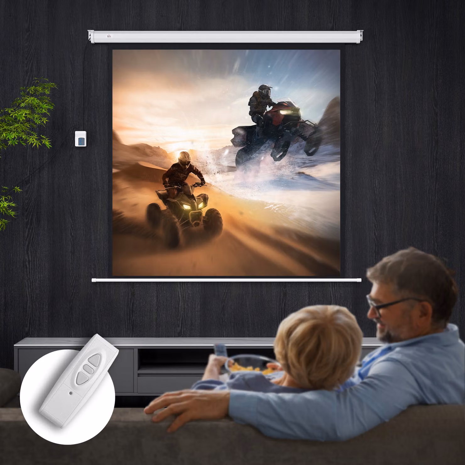 Telo Proiettore Motorizzato HOMCOM da 85 pollici con Telecomando, Montaggio a Parete o a Soffitto, Bianco – 2